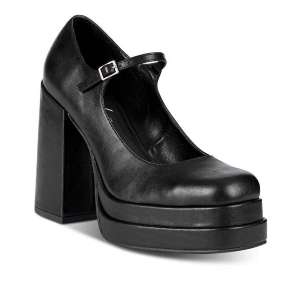 New WILD PAIR Womens Black 1-1/2" Platform Octavia Toe Block Heel Mary Jane NWT